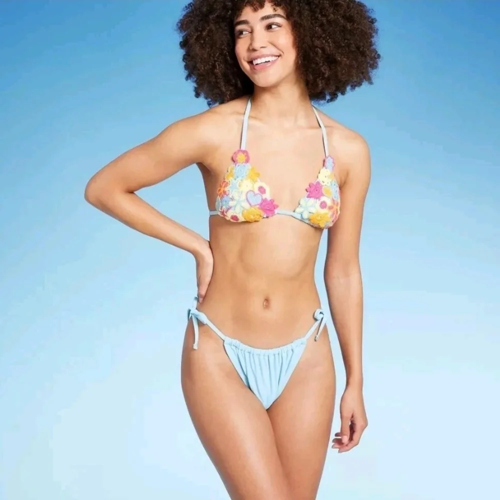 Wild Fable Baby Blue Bikini Bottom Size M 8-10 - Picture 3 of 10